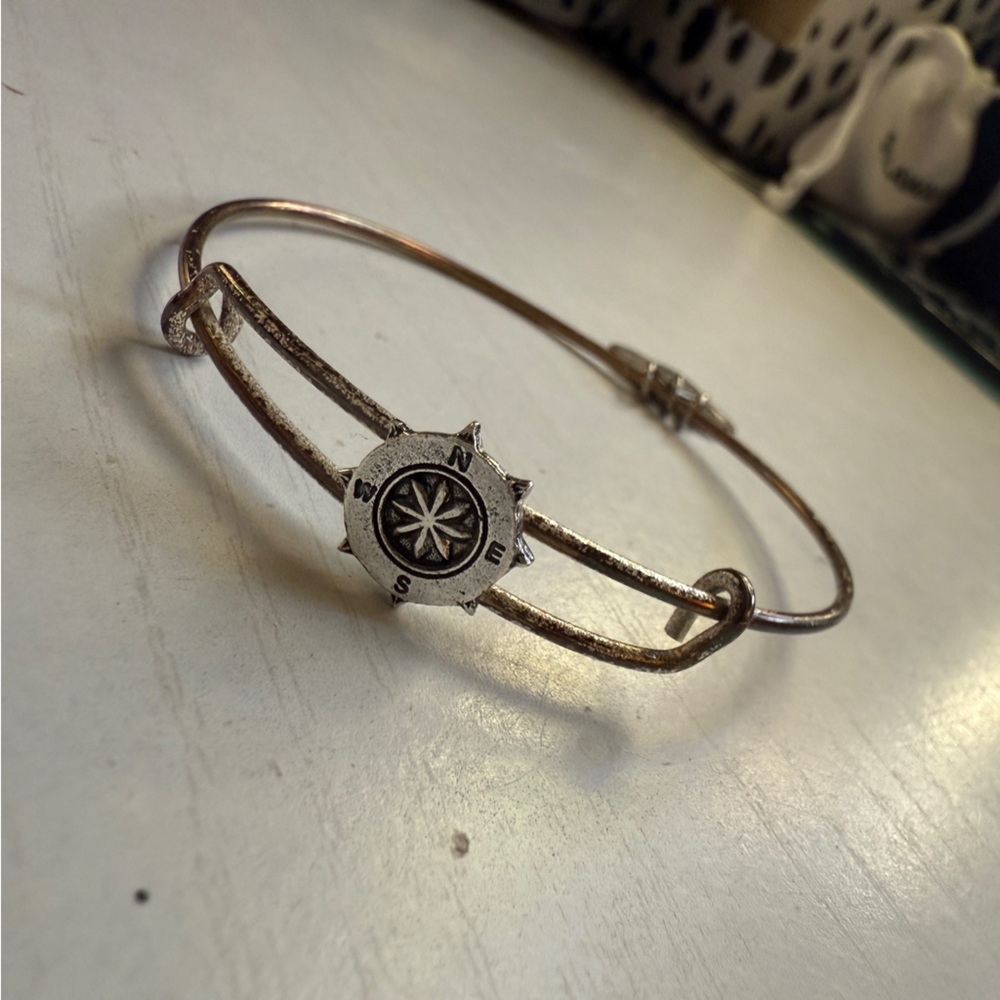 Alex & Ani Silver Compass Slide Bangle Bracelet